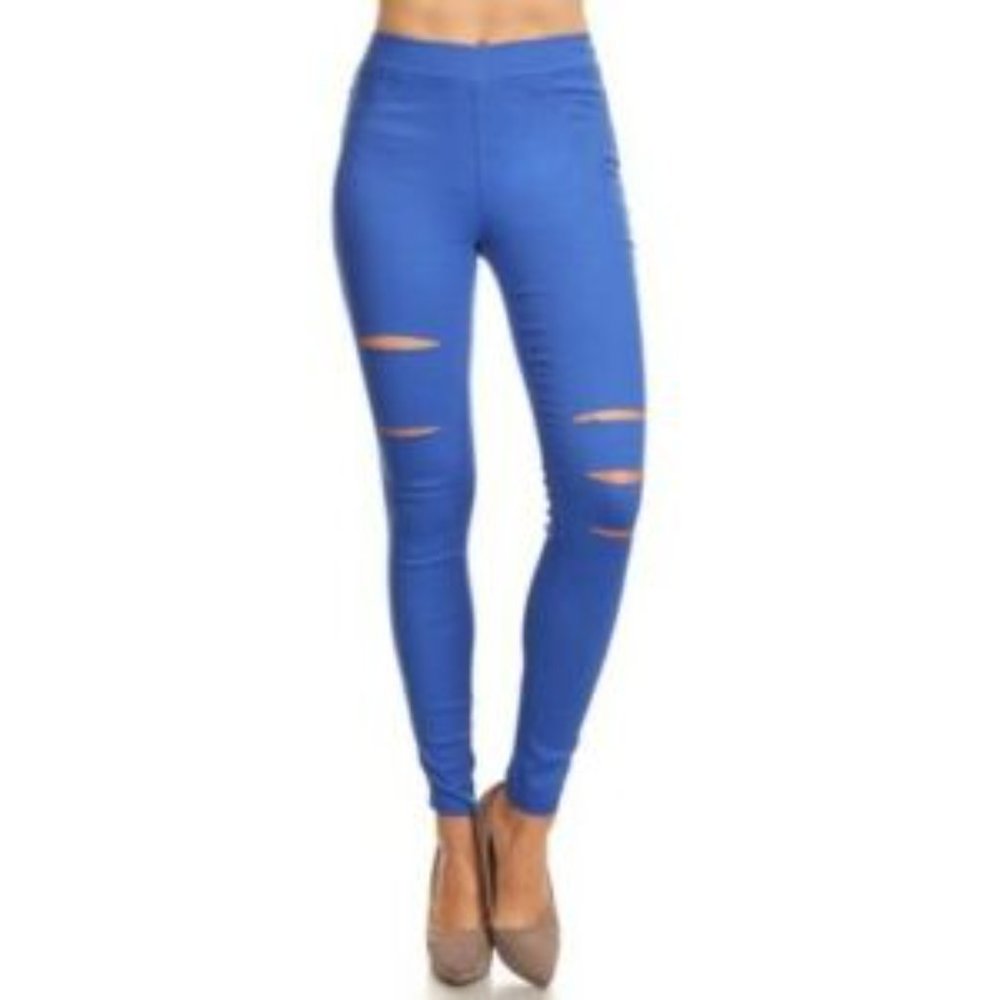 Women's Pull-On Ripped Distressed Stretch Pants